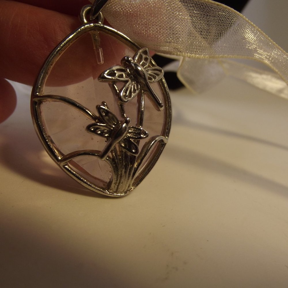 Pink Glass Dragonfly Pendant Necklace - Picture 3 of 7